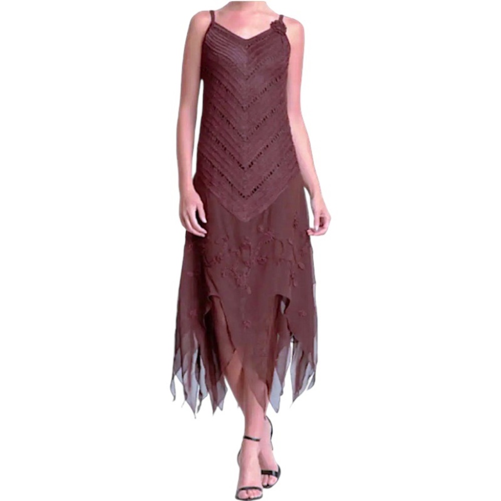 $340 Krochetta Papillon Beaded Crochet Gown Small 2 4 Hand Made Embroidered NWT - Picture 3 of 16